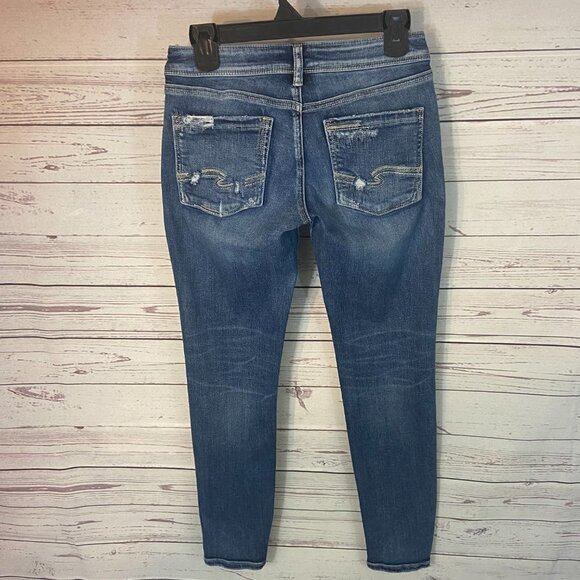 Silver Jeans 'Sam' Women's Size 25 (26 x 28) Straight leg Low Rise Distressed - Picture 3 of 13